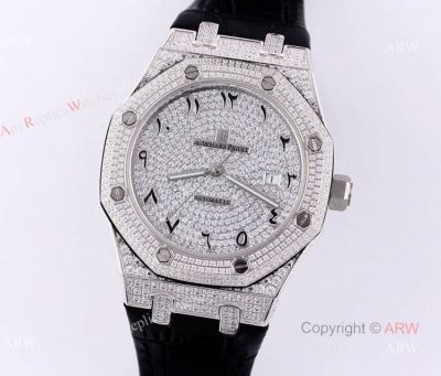 Swiss Replica Audemars Piguet Royal Oak Diamonds With Arabic Dial Automatic Watch For Men 